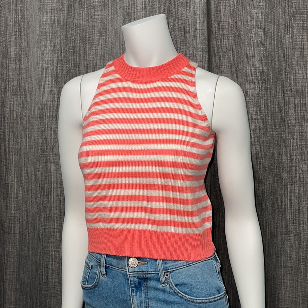 NWOT Forever 21 Coral & White Striped Sleeveless Knit Top, S